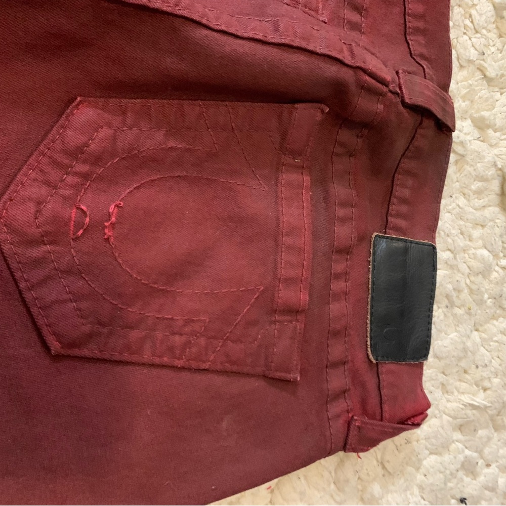 True Religion Halle Crimson Red Maroon Wine Coated Super Skinny Jeans Womens 30 - Picture 4 of 9